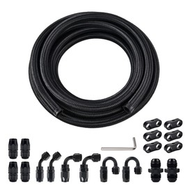EVIL ENERGY 4AN Fuel Line Kit, 4AN Nylon Braided Fuel Line Hose Fitting Kit CPE 10FT Black