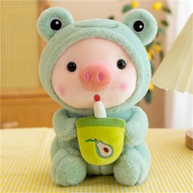 Plush Toy Pig Plush Toy, Hug Toy Kawaii Plush Cushion Plush Toy Penguin Frog Pig Hug Toy Super Soft Decorative Pillow Gift for Family (25 cm, Frog)