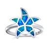 Nautical Tropical Beach Blue Created Opal Inlay Starfish Ring For