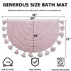 Boho Bathroom Rugs Vintage Half Circle Bath Mat with Tassels