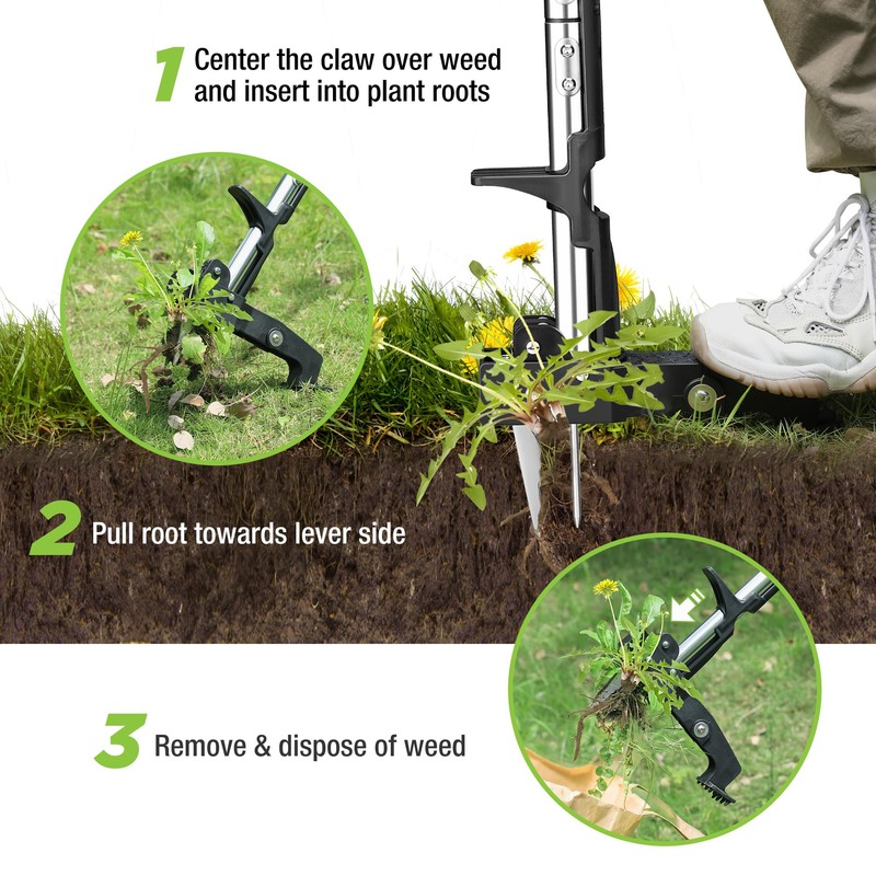 WORKPRO Stand Up Weed Puller Tool, Garden Dandelion Weeder Puller