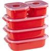 Decor Microsafe Oblong Set, Pack of 5 Pieces, Red