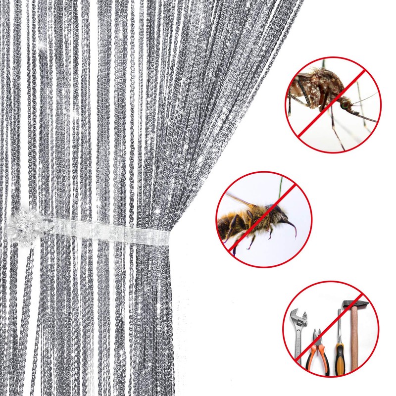 Sinmoe 2 Pieces Glitter String Curtain Panels Cotton String Curtain