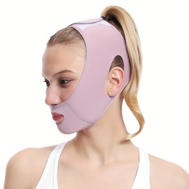 Reusable V-Line Lift Mask, Double Chin Reducer Chin Strap,Ultra-Thin Comfortable Face Mask to Lift & Tighten, Prevent Sagging Facial Care Gift for Mom - Color: Purple
