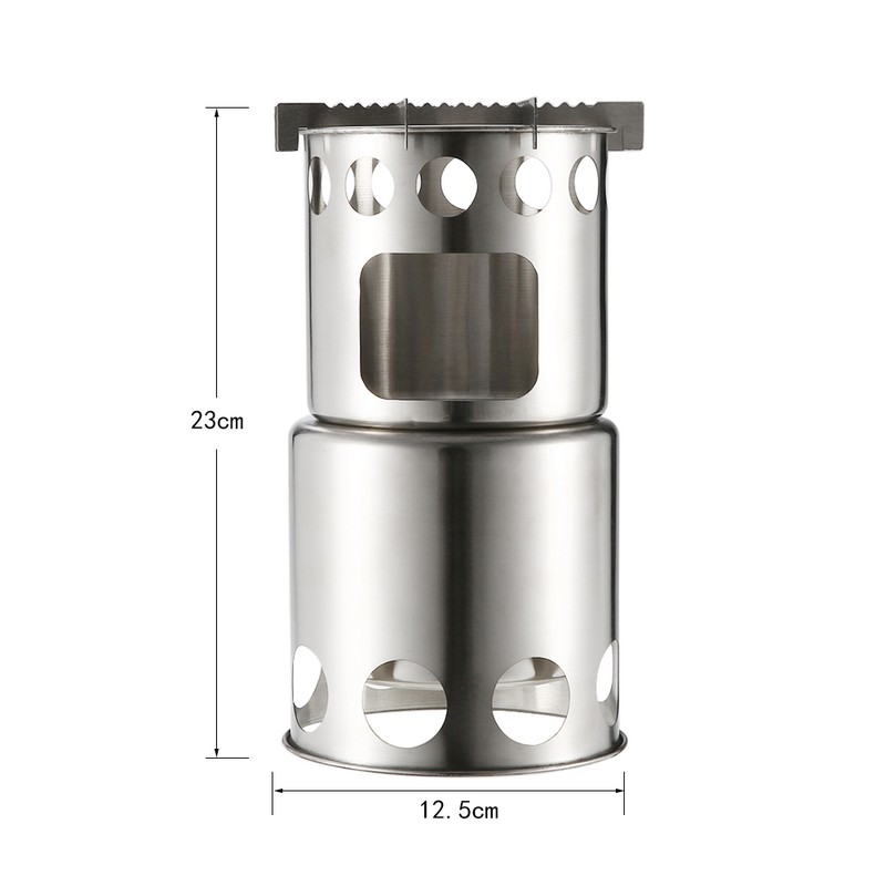 Lixada Portable Stainless Steel Lightweight Wood Stove Outdoor Cooking Picnic