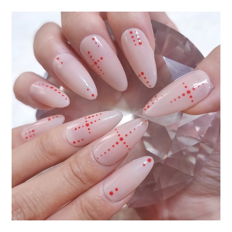 Red Henna Handmade Nail Tips - Short Ballerina / 레드헤나