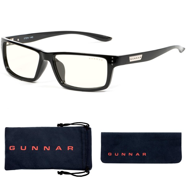 GUNNAR - Premium Gaming and Computer Glasses - Blocks 35% Blue Light - Riot, Onyx, Clear Tint