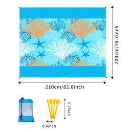 Andiker Beach Blanket, 82 x 79 In/210 x 200 cm Extra Large Waterproof Sandproof Picnic Blanket with 4 Stakes Foldable Portable Travel Blanket for Beach, Camping, Picnic