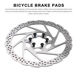 DIYCUT Bicycle Brake Disc, Disc Brake Bicycle, 1CR13 Stainless Steel Brake Discs 6 Holes, 180 mm Brake Disc Suitable for Centres Ratio Hole Centre Distance of 44 mm