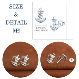 MicLee Stud Earrings 925 Sterling Silver Women's Simple Anchor Ribbon Earrings with Gift Bag Super Christmas Gift, Silver