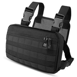 Clakllie Radio Chest Bag Vest Rig Packs with Pocket Lightweight Utility Chest Pack Workouts Cycling Hiking Backpack,Black