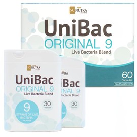Everyday Probiotics - UniBac: Unified Bacteria Live Bacteria Blend 9 - 60 Capsules - 6 Billion per dose - SC Nutra (Sweet Cures)