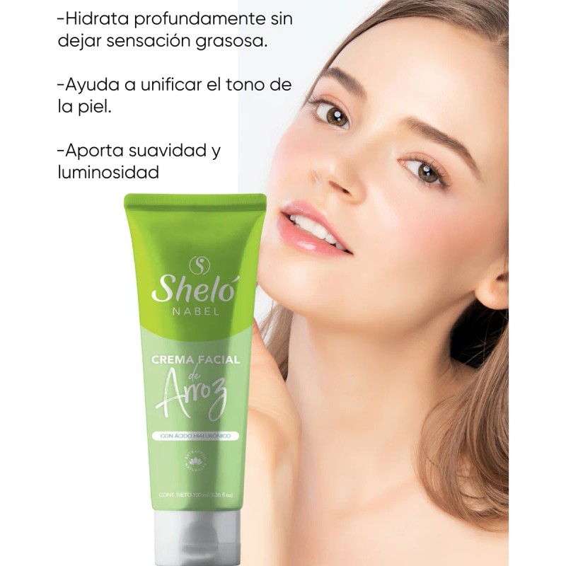 Crema Facial Arroz Ácido Hialurónico Sheló Nabel Sensible