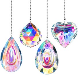 4 Cadenas de Tracción de Ventilador de Techo de Cristal Extensión de Cadena de Tracción Arcoíris con Conector para Baño Inodoro Luz