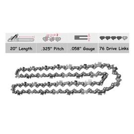 20 inches Chainsaw Chain .325" Pitch .058" Gauge 76 Drive Links Spare Replacement For Steele Origen Caton Husqvarna Stihl Poulan Craftsman Chainsaws