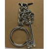 Handmade 2.5 Inch Antique Silver-Tone Skeleton Key Attached to 3