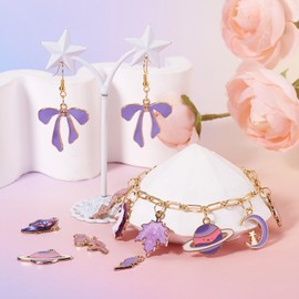 FASHEWELRY 30pcs Enamel Charms Pendants with Cute Bear Mermaid Unicorn Butterfly Bow Enamel Charm Pendants for Jewelry Making Crafts Crafts 15 Styles Enamel, enamel