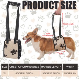 JSTHHTT Dog Harness, Carrying Aid Dog Stairs, Dog Harness for the Rear Legs, Adjustable Walking Aid for Dogs, Ideal for Elderly, Sick or Operated Dogs