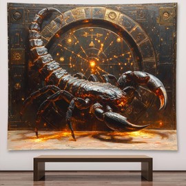 Liuzhouzai Vintage Zodiac Scorpio Tapestry Wall Hanging Astrology Home Decoration Aesthetics Suitable for Bedroom Living Room Dormitory Office Wall Decor 60x50 Inches