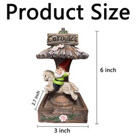 Small Carousel Gnome Figurines,Resin Gnome Statue Collectible Figurines Whimsical Garden Sculpture Elf Dwarf Decor for Home,Gifts for Women Mom
