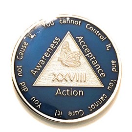 Recovery Line 28 Year Al-Anon Medallion - Al-Anon Blue, Tri-Plate Medallion, Chip, Coin, Token