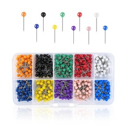 600 Pieces Push Pins Map Pins with Colored Head Map Tacks with Point Assorted Colors Stainless Steel Small Round Head Marking Pins for Bulletin Cork Board Fabric Craft DIY Office Home (10 Colors)