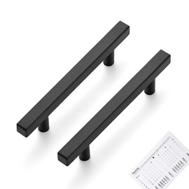Ravinte 10 Pack Matte Black Cabinet Pulls 3-3/4 inch Black Cabinet Handles Kitchen Pulls for Cabinets with Mounting Template 6 inch Overall Length