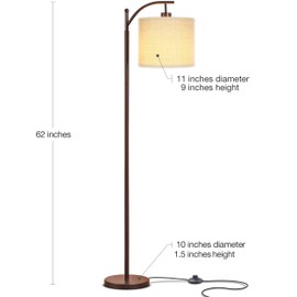 Brightech Montage LED Floor Lamp – Modern Floor Lamp for Living Rooms & Office, Tall Lamp with Arc Hanging Shade – Standing Lamp for Bedroom Reading, Mid-Century Pole Lamp for Farmhouse Style - Bronze