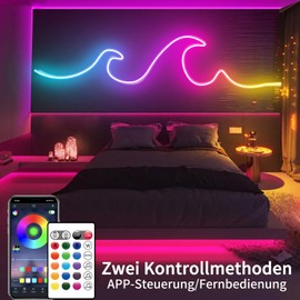 segrass LED Neon Strip 5 m, Flexible, with App/Remote Control, Multiple Modes, IP65 Outdoor RGB Waterproof, Bedroom Indoor Music Synchronisation Game Bar Light