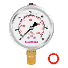 GOATACURA 0-60psi/kpa Glycerin Filled Pressure Gauge, 2-1/2" Dial Size, Stainless Steel Case, with Vent Valve, 1/4" NPT Lower Mount, 2-1-2% Accuracy, for Measuring Gas Liquid Pressure