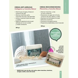 Crema Placenta y Concha Nacar Rejuvenecedora Florigan® 350grs.