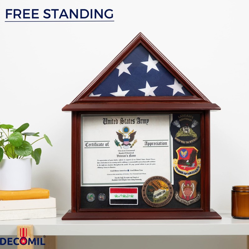 DECOMIL - Certificate and Document Holder with 3x5 Flag Display