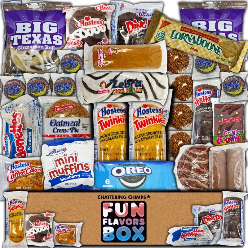 Fun Flavors Box Pastry Snack Box Care Package 30 Count