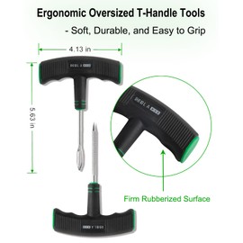 HolaKit Tire Plug Kit, 13PCS Tire Repair Kit with Self-Vulcanizing Plugs, Ergonomic Oversized & Rubber-Grip T-Handle Tools, Flat Tire Puncture Repair Tools for Cars, Motorcycle, ATV, SUV, etc