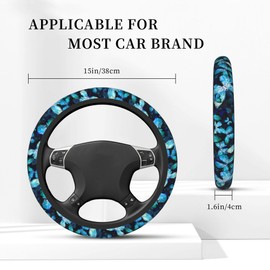 Blue Sparkle Butterfly Steering Wheel Covers Universal 15 Inch Car Wheel Cover,Anti-Slip Breathable Car Accessories Protector Fit for Trucks,Sedans,SUVs,Vans