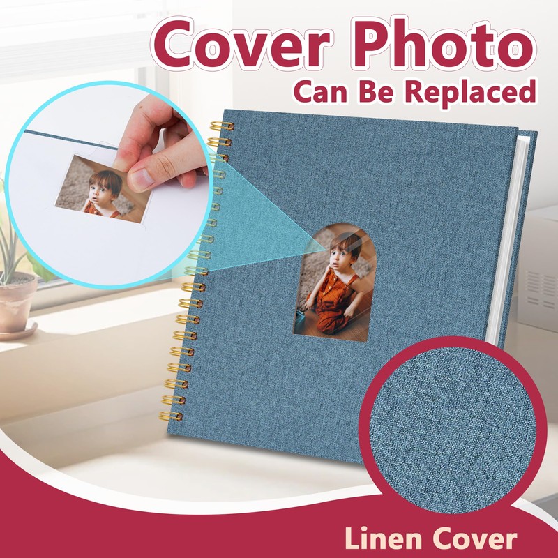 Vienrose 8X8 Inch DIY Scrapbook Album Linen Arch Window Photo