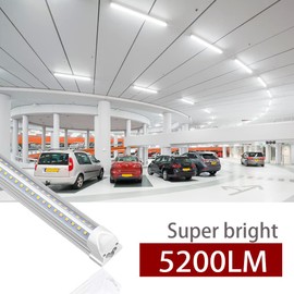 VShape LED Shop Light 4FT, 40W 5200LM 5000K LED Light Bulbs, T8 LED Bulbs 4 Foot, Linkable LED Shop Lights for Garage, Workshop,Warehouse, Basement, Clear Cover, 8-Pack