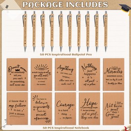 50 PCS Inspirational Ballpoint Pens Motivational Notebooks for Employee Coworkers Teacher Students Volunteer Appreciation Gifts