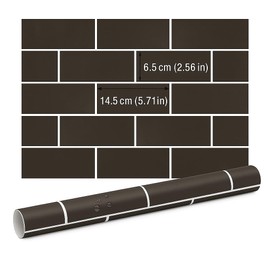 ouxon Black Brick Peel and Stick Wallpaper Waterproof Self Adhesive Removable Vinyl Wall Covering with White Grout Lines for Kitchen Backsplash Bedroom Home Decor (17.7 x 393.7 Inch)