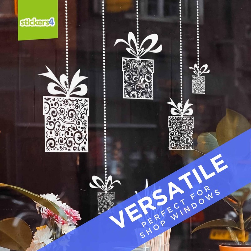 Christmas Window Stickers - Xmas Present Hanging Bauble Window Cling