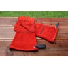 Feuermeister Premium BBQ glove in red leather for men /