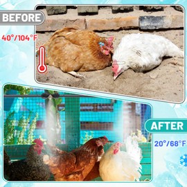Chicken Coop Cooling System for Poultry - Pre-Installed No Leakage Misting Hose with 39.4FT Line 11 Nozzles 3/4" Adapter, Chicken Coop Accessories for Summer Heat Backyard Garden