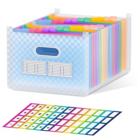 ThinkTex 26 Pockets Expanding File Folder, Upright & Open Top, A-Z Colorful Tabs, Larger Capacity Accordion‌ Folder, Teacher Supplies - Blue