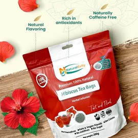 NaturalEvity Hibiscus Tea (100 ct.) - Flor De Jamaica Natural - Premium Quality Dried Hibiscus Tea Bags - Perfect for Refreshing Herbal Beverages