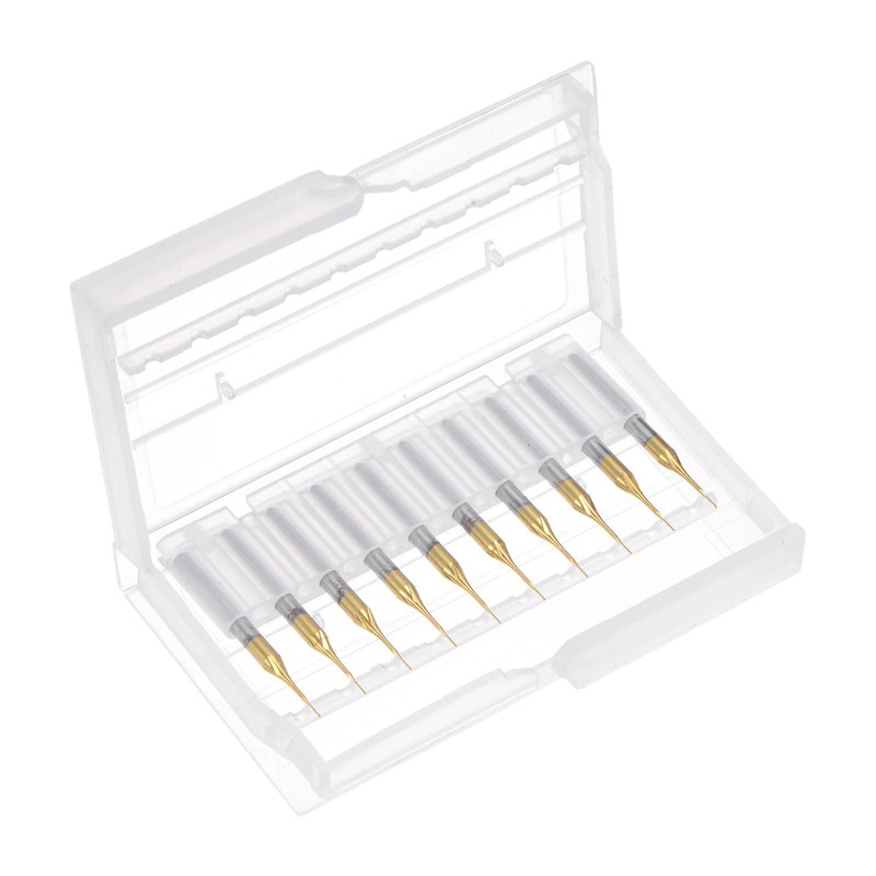 uxcell 10Pcs 0.3mm Titanium Coat Carbide End Mill Engraving Milling