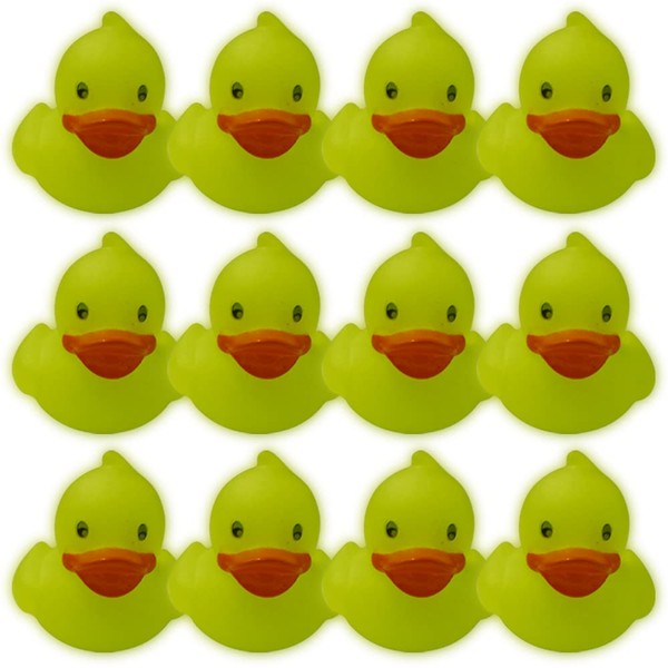 ArtCreativity Mini Glow in the Dark Duck Toys, Set of 12, Glow Rubber Ducks for Carnival Duck Pond Game Supplies, Great for Glow in the Dark Decorations and Carnival Party Favors, 1.5 Inches Tall