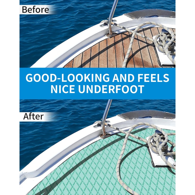 OCEANBROAD Self-Adhesive 96''x23.5'' Boat Flooring Non-Slip Diamond Pattern EVA Foam