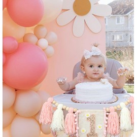 Banner hecho a mano para decoración de fiesta de 1er cumpleaños para niña, baby shower, decoración de pared, decoración para recámara de niños