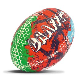 Rhino Graffiti Rugby Ball (Red Blue, 5)