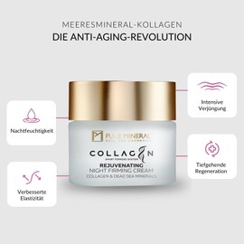 Pure Mineral - Firming and Regenerating Night Cream with Collagen - Dead Sea Minerals, Anti-Wrinkle, Rejuvenation - No Silicones, Sulphates, Parabens - 50 ml